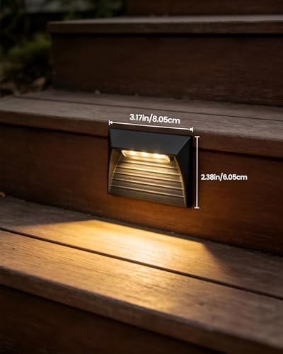4 Pack Outdoor Step Lights, 1W 48LM LED Aluminum Low Voltage Landscape Lighting with Patent Connector, 3000K Warm White IP65 Waterproof Low Voltage Deck Lights, ETL, UL, CSA Listed - Image 4