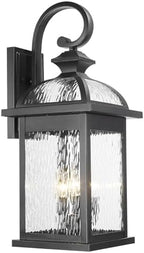 Darkaway Outdoor Lights Fixtures Wall Mount, Extra Large 26inch Outdoor Wall Sconce Lights with Water Ripple Glass for House Front Porch Patio Garage E12 Bulb Base by Darkaway
