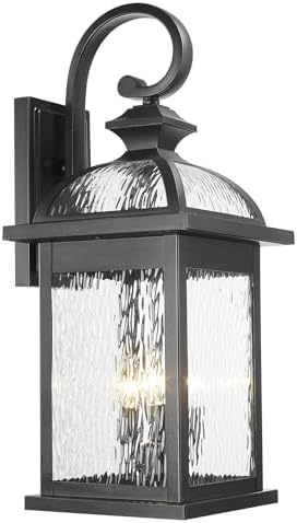 Darkaway Outdoor Lights Fixtures Wall Mount, Extra Large 26inch Outdoor Wall Sconce Lights with Water Ripple Glass for House Front Porch Patio Garage E12 Bulb Base by Darkaway