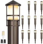 Gardencoin Low Voltage Landscape Pathway Lights, Replaceable G4 Bulb 12V 4W 2700K Outdoor LED Landscape Lighting, Aluminum Waterproof Walkway Lighting, Bollard Path Lights Wired, Bronze 12 Pack by Gardencoin