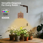 Hanging Grow Lights for Indoor Plants - 35W 4000K Full Spectrum Plant Light, Wall Mounted Grow Light with Wooden Bracket, Timer, 15FT Power Cord, Ideal for Plants, Flowers & Home Decor - Image 4