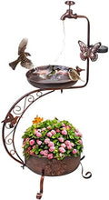 36" Metal Bird Baths with Flower Planter Pedestal Vintage Antique Copper by DREAMYSOUL