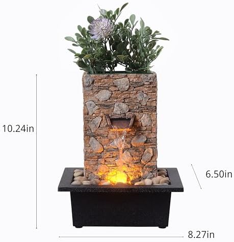 Kalona Tabletop Waterfall Fountain, Zen Fountain for Home Office Decor with LED Lights, Relaxing Indoor Water Feature with Realistic Stone Look for Meditation(23111) - Image 4