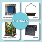Solar Lantern Stained Glass Art Vibrant Outdoor Waterproof Garden Hanging Lantern Solar Powered Lighting Outside Solar Light for Patio Yard Camping, Gifts for Women Mom - Image 5