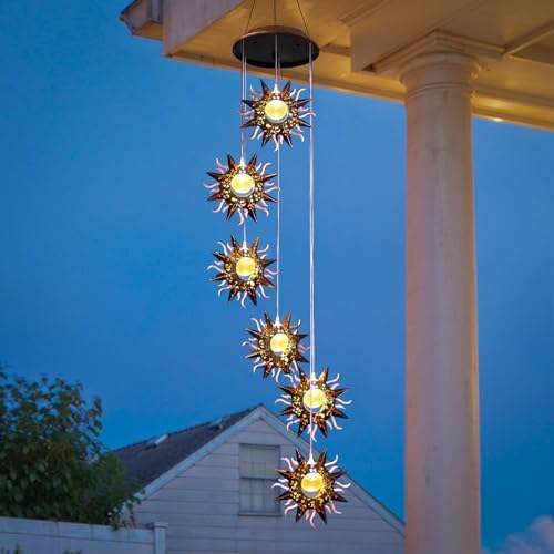 Tryme Sun Solar Wind Chimes for Outside Hanging Garden Lights Solar Christmas Decorations Outdoor for Women, Mother, Grandmother - Image 3