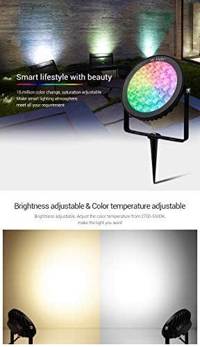 LGIDTECH FUTC03 RGB+CCT Outdoor 15W LED Landscape Garden Spotlight AC 100-240V,Color Changing,CCT Color Temperature Adjustable,Memory Function.No Plug - Image 3