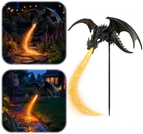 Solar Dragon Fire Garden Light,2027New Gothic Winged Dragon StakeLight 2pcs by Unknown