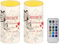Mother's Day Gifts Flameless Candles Set of 2 Battery Powered Pillar Candles with Timer Remote Butterfly Mom's Tolerance is Gone Funny Print by NETILGEN