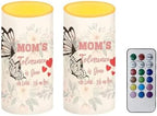 Mother's Day Gifts Flameless Candles Set of 2 Battery Powered Pillar Candles with Timer Remote Butterfly Mom's Tolerance is Gone Funny Print by NETILGEN
