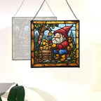 Gnome Beekeeping Stained Glass Suncatcher – Square Hanging Window Panel for Home, Garden, Nursery, Halloween, Christmas, Memorial Day – Whimsical Glass Art Gift for Gnome Lovers ccp1uh - Image 4