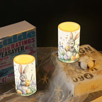 Floral Bunny Easter Egg Flameless Candles Battery Operated Candles with Timer Remote Control LED Pillar Lights for Easter Day Party Home Decorations - Image 6