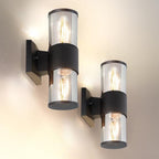 ASD Smoky Glass Outdoor Wall Lights - Up & Down 60W 120V E26 Base ETL Exterior Lighting Fixtures, LED/CFL/Incandescent Bulb Outdoor Lights for House, Waterproof Patio Wall Sconces & Porch Decor 2 Pack by ASDLightingCorporation