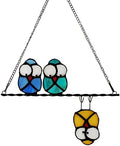 Multicolor Owl on a Wire Stained Glass Window Hanging, Bird Suncatcher for Windows Panels Hangings Hummingbird Ornament Decoration for Wall Home Garden Decor Bird Gift for Owl Lovers by Unknown