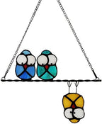 Multicolor Owl on a Wire Stained Glass Window Hanging, Bird Suncatcher for Windows Panels Hangings Hummingbird Ornament Decoration for Wall Home Garden Decor Bird Gift for Owl Lovers by Unknown