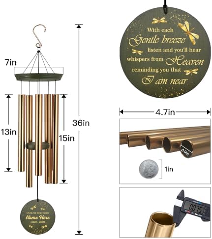 Personalized Sympathy Dragonfly Wind Chimes Memorial Gifts - Image 5