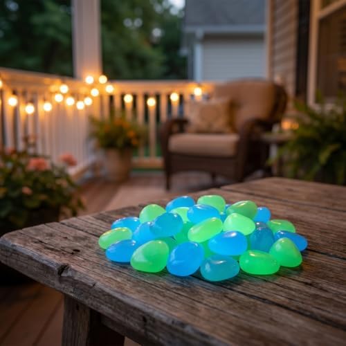Glow in the Dark Rocks for Garden & Fish Tank, Resin Luminous Pebbles for Outdoor Walkway, Aquarium Gravel Decor, Light-Charging No Power Stones (1000, Blue) - Image 7