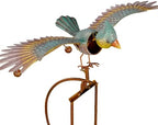 Zaer Ltd. Metal Rocking Bird Garden Stakes, 53 Inch Tall, Colorful Hand-Painted Birds, Spring Motion (Blue & Yellow Blue Jay) - Image 2