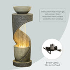 Tiered Outdoor Water Fountain, Modern Spiral Cascading Waterfall Fountain with Planter, Freestanding Resin Indoor Water Feature for Room, Garden, Patio, Deck, 31.5"H with Light Stone-Texture - Image 6