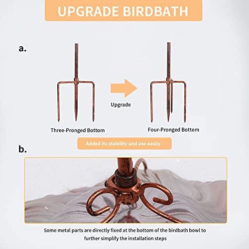 MUMTOP Glass Bird Bath for Outside, Red Bird Feeder Birdbaths for Oudoors - Image 5