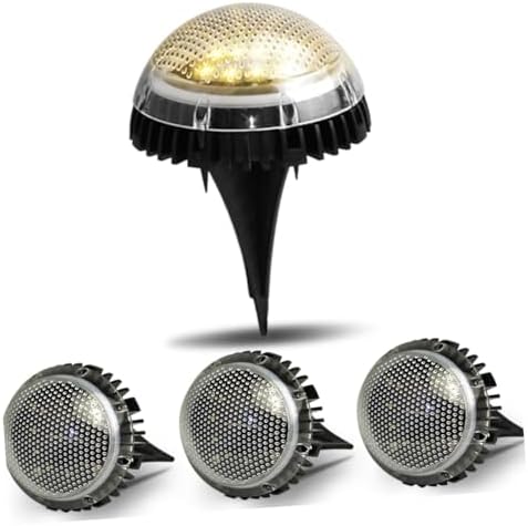 4pcs LED Solar Garden Lights Outdoor Lawn Landscape Ground Disc Lamps Warm Light Waterproof Solar-Powered In-ground Lighting for Patio Pathway by COSMEVIVI