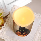 Jack O Lantern Black Cat Battery Operated Candles with Flickering Flame Timer Flameless Fake Pillar Candles Color Changing Led Electric Candles Tea Light for Halloween Party Home Decor - Image 6