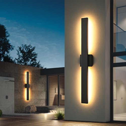 Black Long Outdoor Wall Lights Modern Exterior Lighting Fixtures 31.5 Inch Outdoor Wall Sconce LED 3000K IP65 Waterproof Wall Mount Outside Lights for House Garage Front Door Patio 1Pack - Image 2