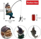 Garden Gnome Fishing Statue, 9.7" Koi Pond Decor with Glow in Dark Pebbles, Great Gift for Mom - Image 3