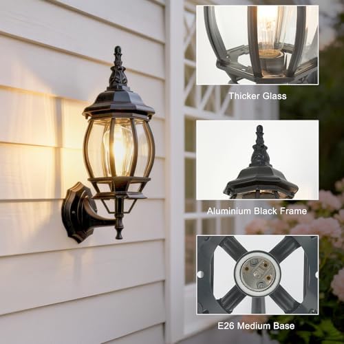 2-Pack Waterproof Aluminum Outdoor Light Fixture Exterior Porch Lights Outdoor Wall Sconces,Anti-Rust Porch Lights for Outside Garage Patio Exterior Lights for House - Image 4