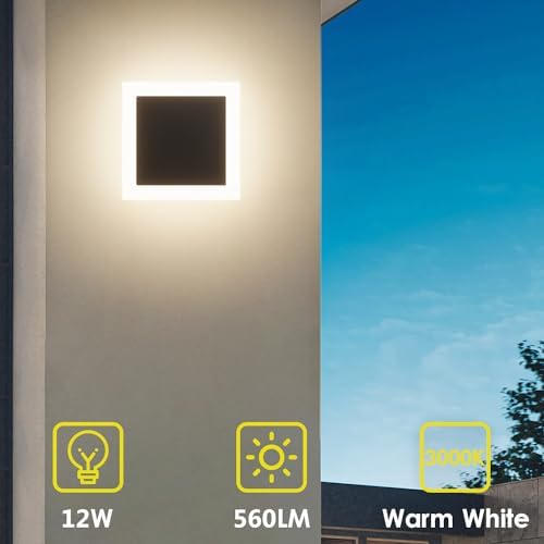 LED Outdoor Wall Light, Modern Black Exterior Wall Sconce Light - Image 2