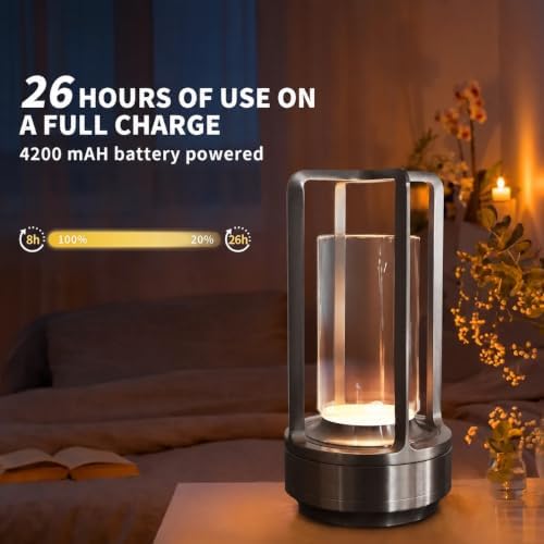 2 Pack Cordless Table Lamps, Rechargeable LED Decorative Lamp with Touch Control, 3 Color Modes & Stepless Dimming, 4200mAh Battery Powered Lamp for Bedroom/Bar/Kitchen/Outdoor, Gift for Home Décor - Image 5