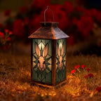 Solar Lantern Stained Glass Rabbit Wall Art Outdoor Waterproof Garden Hanging Lantern Solar Powered Lighting Outside Solar Light for Patio Yard Camping, Gifts for Women Mom by Unknown