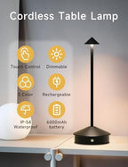 LED Rechargeable Cordless Table Lamps Black - Image 2