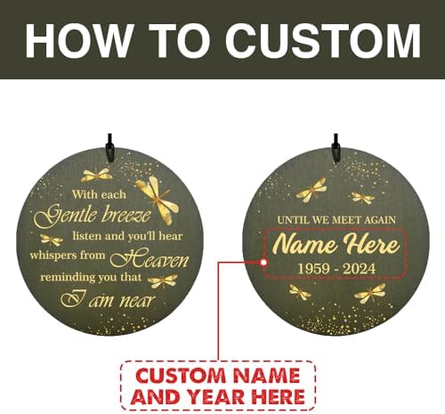 Personalized Sympathy Dragonfly Wind Chimes Memorial Gifts - Image 2