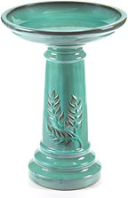 Smart Solar Wingate Outdoor Ceramic Birdbath with Pedestal Stand and Glossy Finish, Elegant Traditional Birdbath for Garden, Mint - Image 5