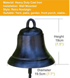 GTPBAO Front Door Iron Cast Hanging Bells, Antique Black Ringing Doorbell, Handcrafted Service Bell for Outdoor Garden Villa Cafe(Bell 19.5cm/7.7in) - Image 2