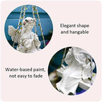 Fairy Garden Angel Figurine Hanging - Angel On a Swing Statue Girl Praying Sculpture Fairy Angel Ornament for Indoor Outdoor Decoration Coloured - Image 6