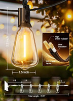 Brightown 78FT Solar String Lights Outdoor, 35+1 Shatterproof LED Bulbs - Image 5