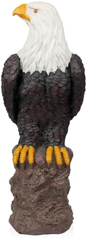 Alpine Corporation JUM582 27" Majestic Eagle on Rocks Garden Statue – Indoor Outdoor Patriotic Bird Sculpture, Durable Weather-Resistant MGO for Yard, Patio, Deck, Porch or Pathway - Image 2