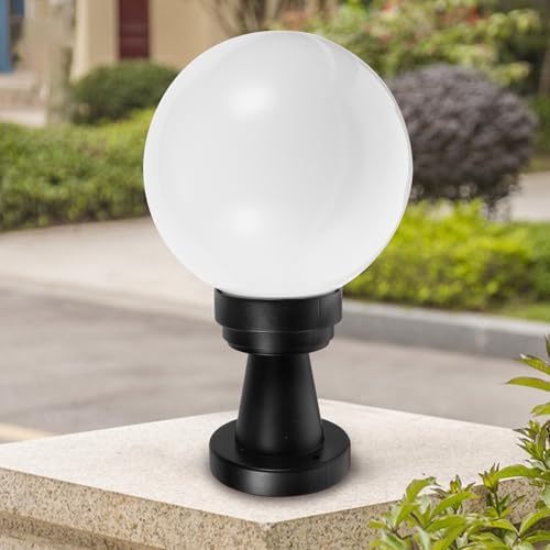 Gatuida Xmas Post Light Fixture for Fence, E27 PC White Outdoor Garden - Image 6