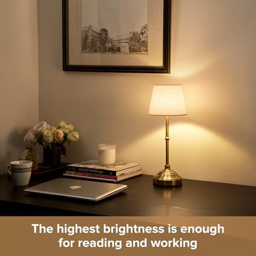 Cordless Table Lamp, Rechargeable Desk Lamp with Fabric Shade, 5400mAH Battery Operated 3 Color Stepless Dimming, Portable Touch Bedside Lamp Home Decor for Dining, Counter (Brushed Gold) - Image 7
