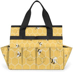 Yellow Bee Gardening Tool Bag,Heavy Duty Garden Tote Bag,Portable Oxford Gardening Storage Basket Organizer Handbag with Pockets Handle,Hand Tools Gifts for Outdoor Garden Lawn Yard by SinSenMa-AFashionBag