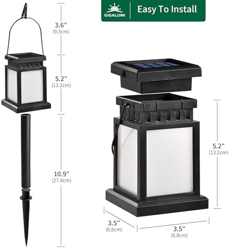 GIGALUMI Solar Lanterns Outdoor Waterproof, 4 Pack Hanging Solar Lanterns - Image 5