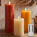 Retisee 3 Pcs 6/8/12" Fall Flameless LED Candles Decorations for Home by Retisee