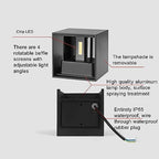 Mille Lucciole 4 Pack Outdoor Wall Lights Exterior/Interior LED Wall Sconces IP65 Waterproof Square Aluminum Wall Lamps Outdoor Lighting Fixture Up and Down Lights Modern Black 12W 6500K Cold Lights - Image 6