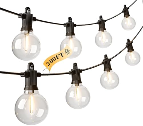 Kawaya G40 Outdoor String Lights 200FT IP65 Waterproof 2700K Patio Light by KAWAYA