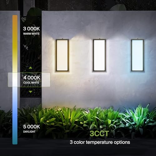 ASD LED 14" Outdoor Wall Light, Dusk to Dawn Front Door House Sconce | 3CCT, Photocell, Waterproof, ETL Listed | 20W 1900LM 3000-5000K 120V | Exterior Patio Lighting Fixture, Porch Lamp | Black - Image 4