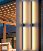 Aipsun 71" LED Outdoor Wall Light, Modern Black Exterior Lighting Fixture by Aipsun