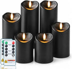 Homemory Halloween Black Waterproof LED Candles with Remote Timer, Set of 6 by Homemory