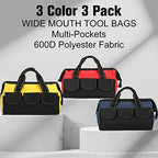 Sanwuta 3 Pack 16 Inch Tool Bags, Classic, Blue, Red, Yellow - Image 3