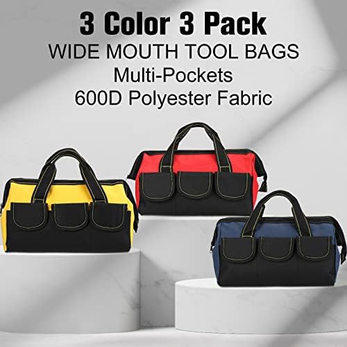 Sanwuta 3 Pack 16 Inch Tool Bags, Classic, Blue, Red, Yellow - Image 3